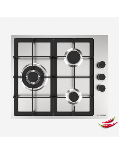 POLARIS 4003 Placa de gas inox 3 fuegos